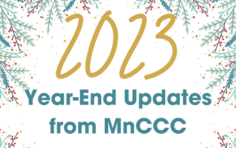 Year-End Updates from MnCCC with colored pine bows on a white background